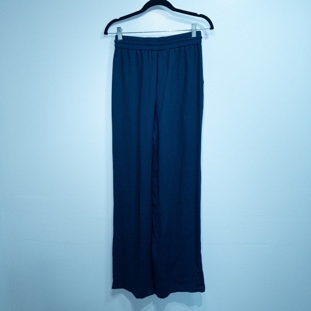 New Halara Navy Blue High Waisted Pocket Wide Leg Linen-Feel Pants Small Tall - Picture 6 of 7